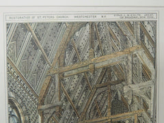 Interior, Restoration of St Peter's Church, Westchester, NY, 1877, Original Plan. Cyrus L. W. Eidlitz