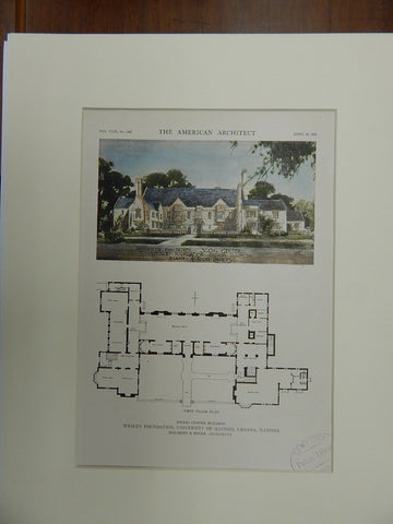 Wesley Foundation Social Center, University of IL, Urbana, IL, 1921, Orig. Plan. Holabird & Roche