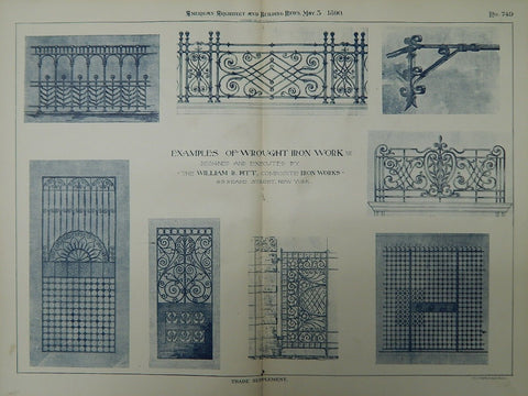 Examples of Wrought Iron Work by William R. Pitt, New York, NY, 1890, Orig. Plan. William R. Pitt.
