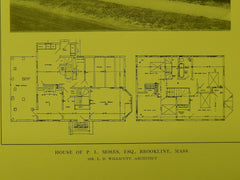 House of P. L. Moses, Esq., Brookline, MA, 1914, Lithograph. L. D. Willicutt.