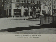 Ashburton Apartments, Boston, MA, 1929, Lithograph. Strickland, Blodget & Law.