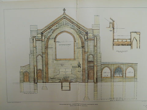 Tranverse Section: Church of the Epiphany, Winchester, MA, 1904. Warren, Smith, & Biscoe.