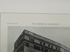 Ashburton Apartments, Boston, MA, 1929, Lithograph. Strickland, Blodget & Law.
