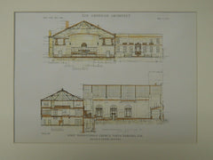 Sections, First Presbyterian Church, Santa Barbara, CA, 1919, Original Plan. Roland F. Sauter.