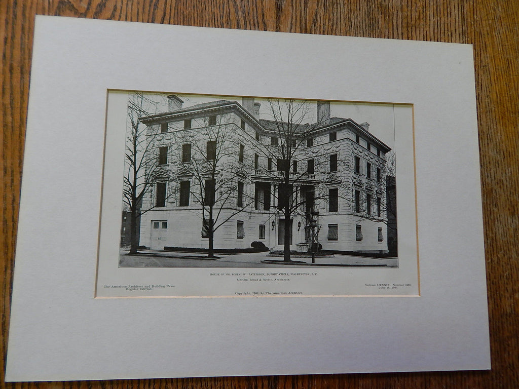 House of Mr. Robert W. Patterson, Dupont Circle,Washington, D.C.,1906,Lithograph. McKim, Mead, & White.