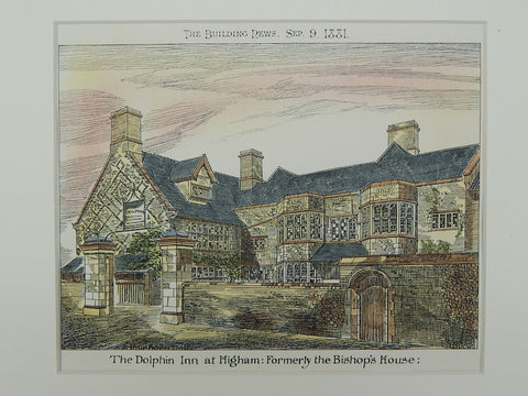 The Dolphin Inn, Higham, Kent, England, 1881, Original Plan. Arthur Koen.