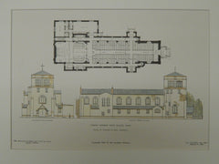 Elevations, Christ Church, West Haven, CT, 1906, Original Plan. Henry M. Congdon & Sons.