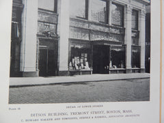 Ditson Building,Lower, Tremont St., Boston, MA, Lithograph,1918. C.Howard Walker and Townsend, Steinle&Haskell.
