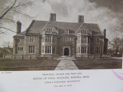 House of Paul Watkins, Winona, MN,1928, Lithograph. Cram & Ferguson.