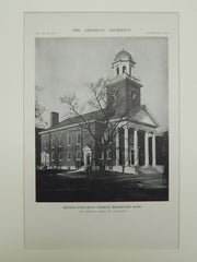 Second Unitarian Church, Brookline, MA, 1916, Lithograph. Edwin J. Lewis.