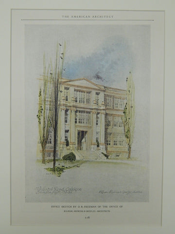 Welland Road Entrance, Brookline High School, Brookline, MA, 1926. Kilham, Hopkins & Greeley.