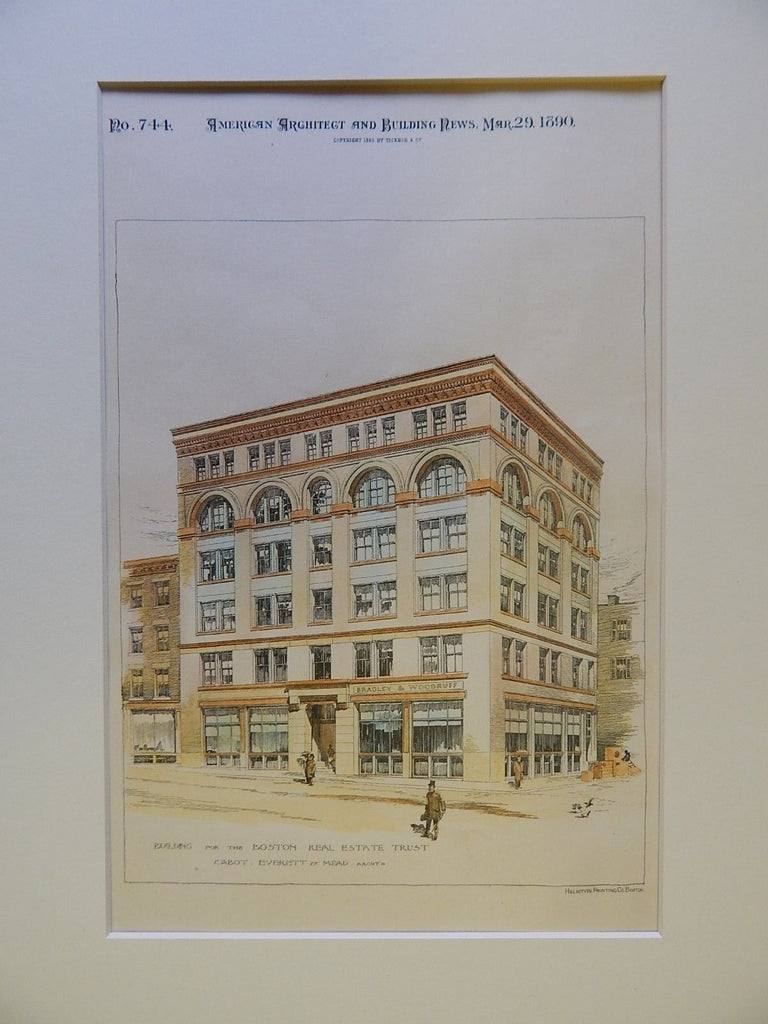 Building for the Boston Real Estate Trust, Boston, MA, 1890, Original Plan. Cabot, Everett, & Mead
