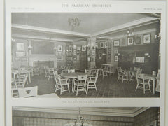 The Library, New Lotus Club, New York, New York, 1909, Lithograph. Mr. Donn Barber.