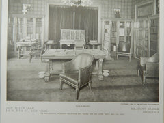 The Library, New Lotus Club, New York, New York, 1909, Lithograph. Mr. Donn Barber.