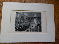 Converse Memorial Library, Main Room, Amherst College,Amherst, MA, Lithograph,1918. McKim, Mead & White.