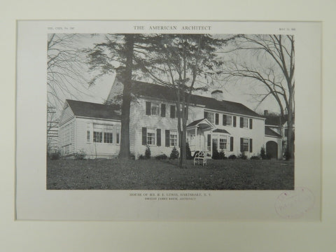 House of Mr. R. E. Lewis, Hartsdale, NY, 1921, Lithograph. Dwight James Baum.
