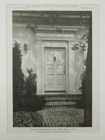 House of Bernard Black, Esq., Great Neck, NY, 1923, Lithograph. Patterson-King Corporation.