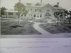 House of Ex-Senator Geo.Barker, Pasadena,CA,1905,Lithograph.