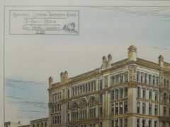 National German American Bank, St. Paul, MN, 1884, Original Plan. George Wirth.