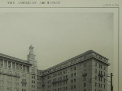 Exterior, Hotel Oakland, Oakland, CA, 1914, Lithograph.  Bliss & Faville.