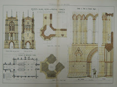 Details, West Walton Church, Norfolk, England, 1884,Original Plan. Arthur Needham Wilson.