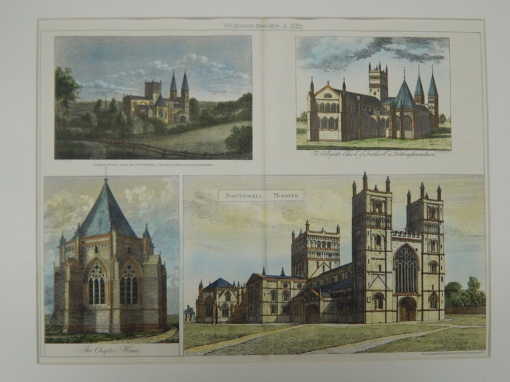 Various Views, Southwell Minster, Nottinghamshire, England, 1882, Original Plan