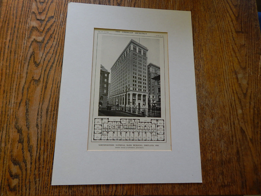 Northwestern National Bank Building, Portland,Oregon, Lithograph,1914. Doyle& Patterson.