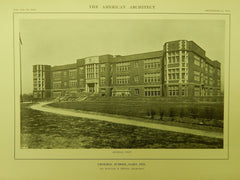 General View, Froebel School, Gary, IN, 1914, Lithograph. William B. Ittner.