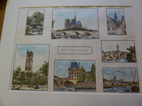 Sketches in Paris by Adolphe Giraldon, 1880, Hand-painted Rendition.