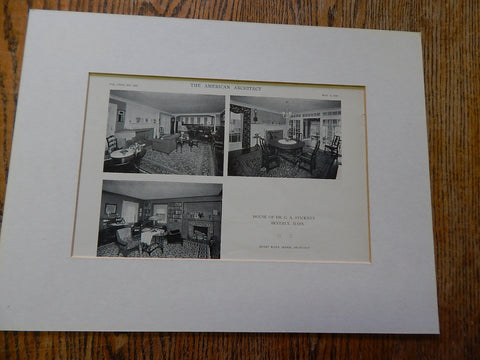 House of Dr. G.A. Stickney,Interior, Beverly, MA, 1918, Lithograph. Alden.