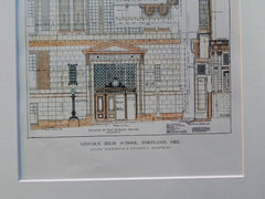 Entrance Elevation: Lincoln High School, Portland, OR, 1914, Original Plan. Whitehouse & Fouilhoux.