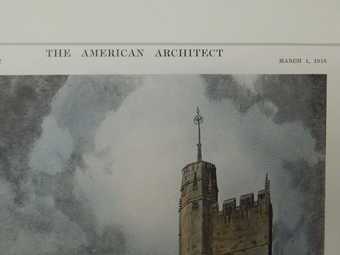 Tentative Sketch for Grace Church, Chicago, IL, 1916, Original Plan. Goodhue.
