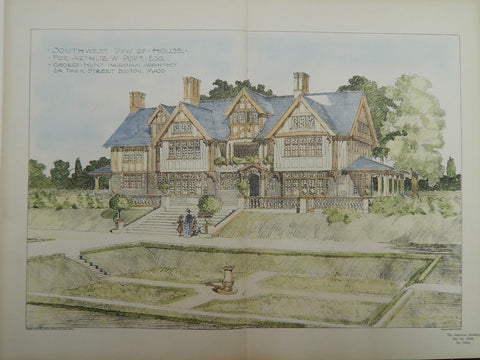 House for Arthur W. Pope, Esq., SW View, Boston, MA, 1902. George Hunt Ingraham.
