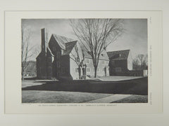 St. Paul's School Dormitory, Concord, NH, 1929, Lithograph. Charles Z. Klauder.