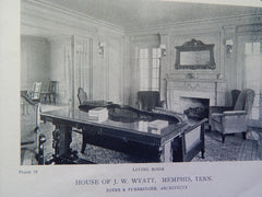 House of J.W.Wyatt, Living Room,  Memphis,TN, 1919, Lithograph. Jones & Furbringer.