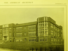 General View, Froebel School, Gary, IN, 1914, Lithograph. William B. Ittner.