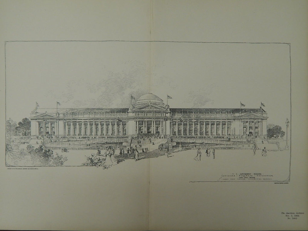 US Government Building, Louisiana Purchase Exposition, St. Louis, MO, 1902, Original Plan.  James Knox Taylor.