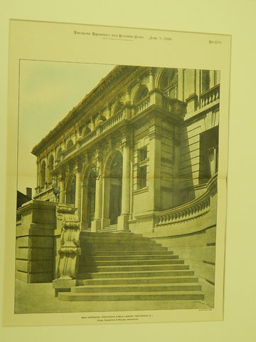 Providence Public Library, Providence, R.I. 1900. Original Plan.  Stone, Carpenter & Willson.