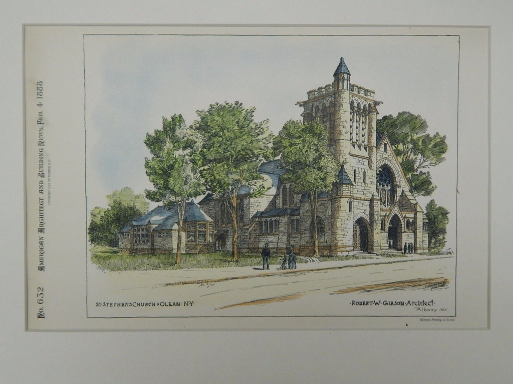 St. Stephen's Church, Olean, NY, 1888, Original Plan. Robert W. Gibson.