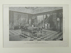 Living Hall, House of Robert J. Thorne, Lake Forest, IL, 1921, Lithograph. John W. Mckenzie.