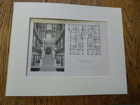 The Brown Apartments, Portland, Oregon, 1915, Lithograph. Claussen & Claussen.