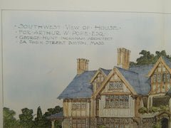 House for Arthur W. Pope, Esq., SW View, Boston, MA, 1902. George Hunt Ingraham.