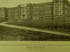 General View, Froebel School, Gary, IN, 1914, Lithograph. William B. Ittner.