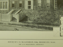 House of J. E. McLaughlin, Esq., Brookline, MA, 1914, Lithograph. J. E. McLaughlin.