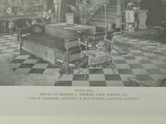 Living Hall, House of Robert J. Thorne, Lake Forest, IL, 1921, Lithograph. John W. Mckenzie.