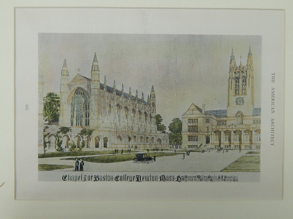 Chapel for Boston College, Newton, MA, Original Plan. 1921. Maginnis & Walsh.