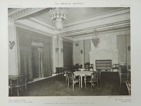 The Cafe, New Lotus Club, New York, New York, 1909, Lithograph. Mr. Donn Barber.