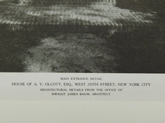 Main Entrance, House of A. V. Olcott, Esq., New York, NY, 1922, Lithograph. Dwight James Baum.