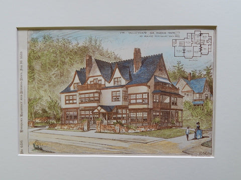 The Talleyrand, Bar Harbor, ME, 1889, Original Plan. De Grasse Fox.