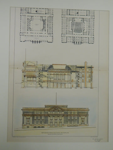 New Eastern Female High School, Baltimore, MD, 1904. Original Plan. Simonson & Pietsch